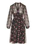 Small flower bouquets print chiffon dress