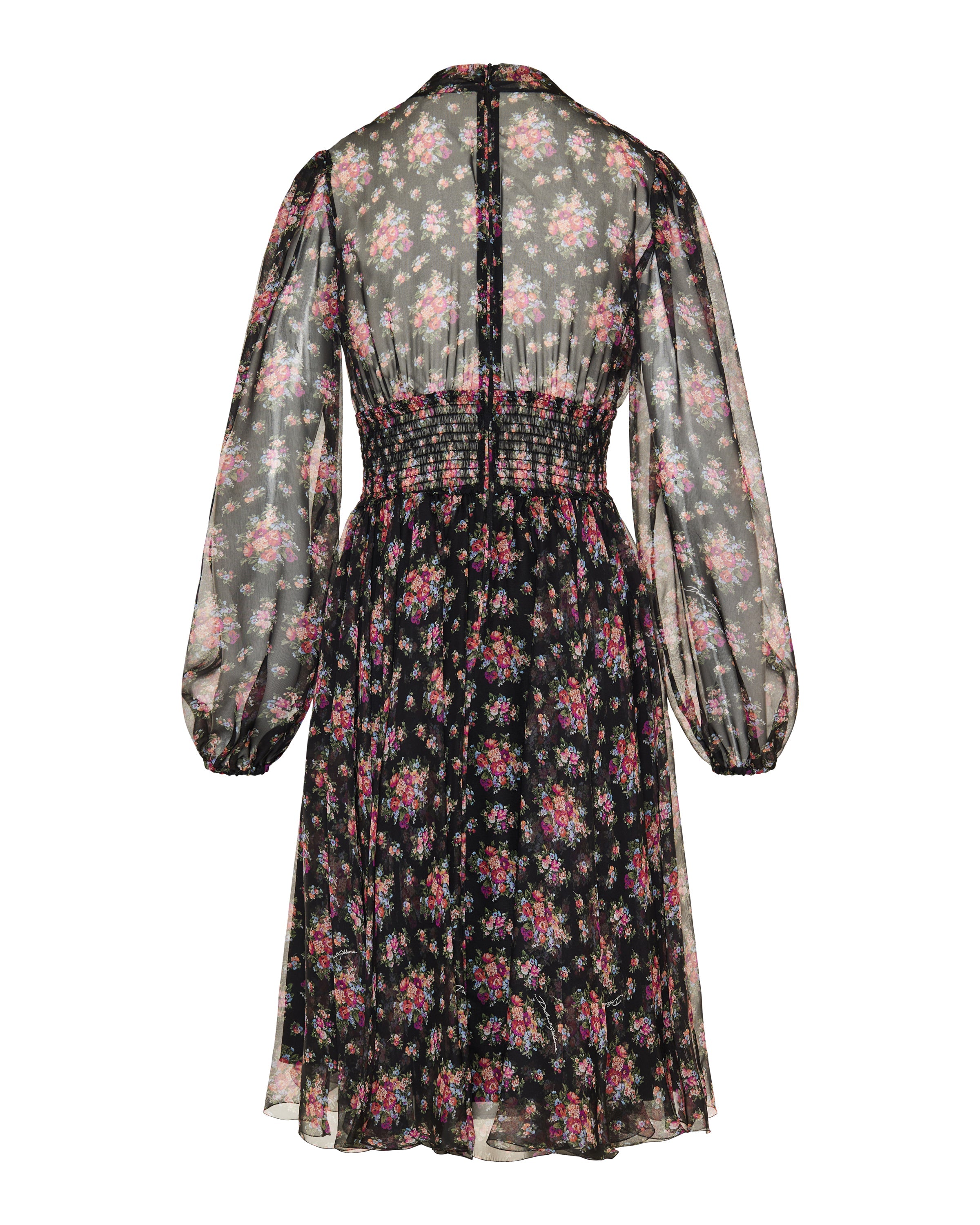Small flower bouquets print chiffon dress
