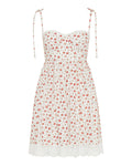 Rose-printed poplin mini dress