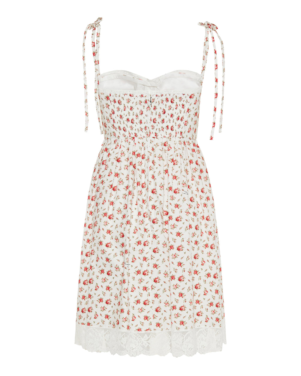 Rose-printed poplin mini dress