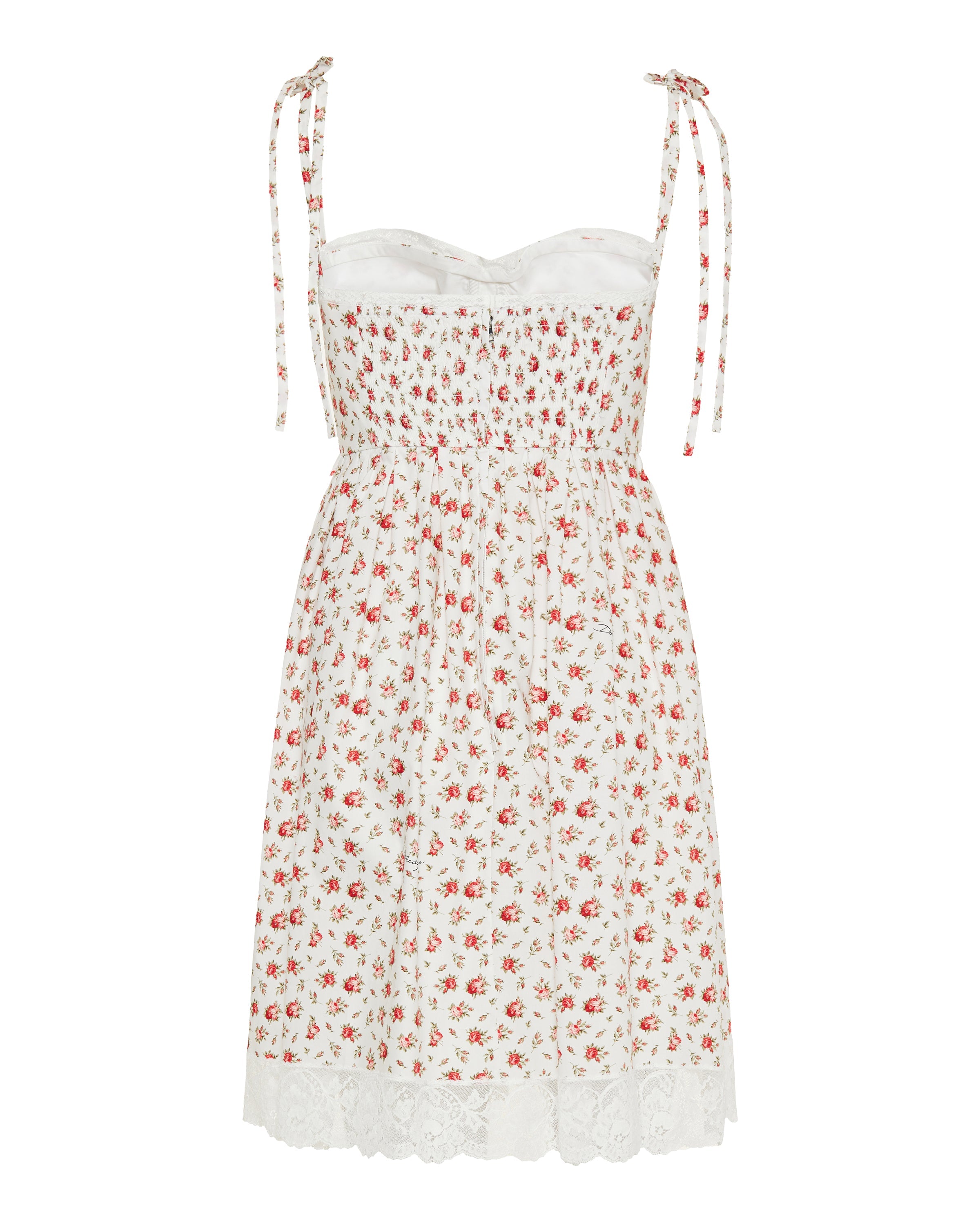 Rose-printed poplin mini dress