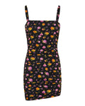 Floral print draped charmeuse short dress