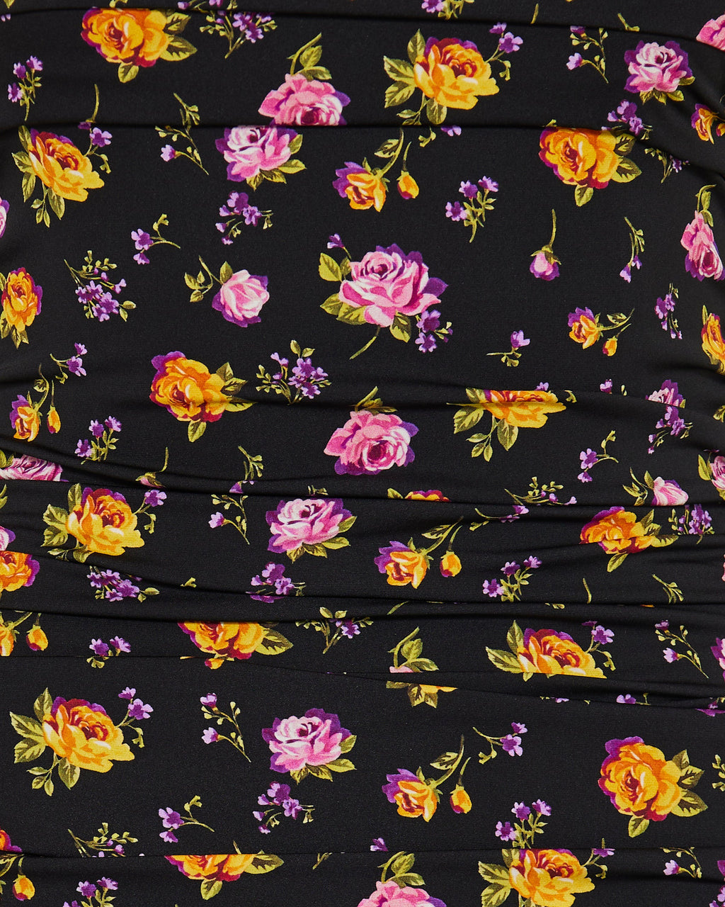 Floral print draped charmeuse short dress