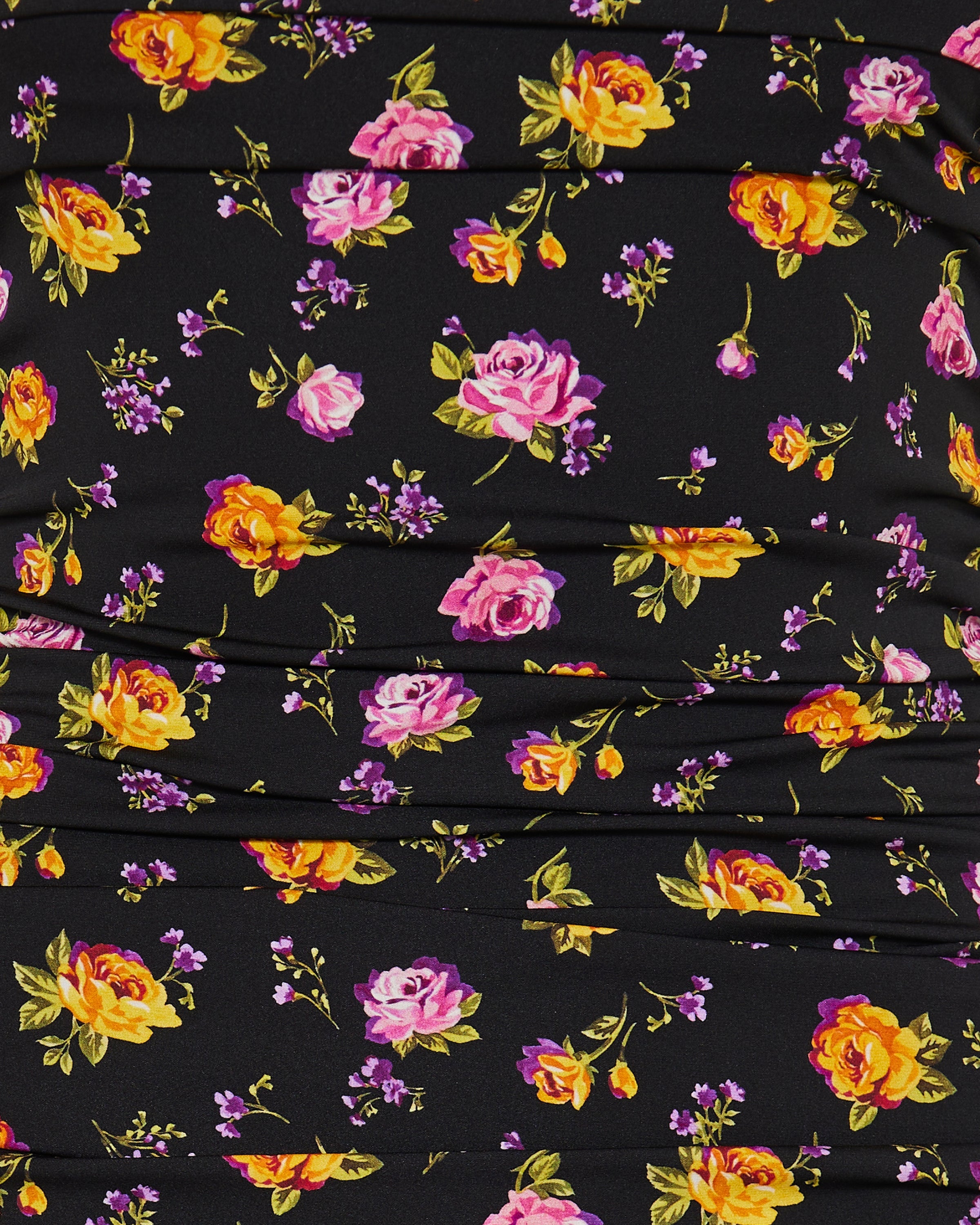 Floral print draped charmeuse short dress