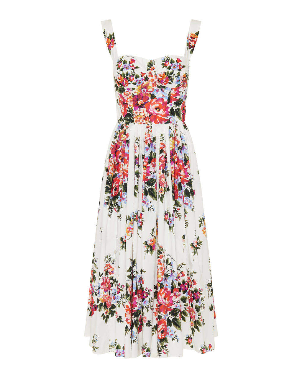 Flower bouquet print cotton dress