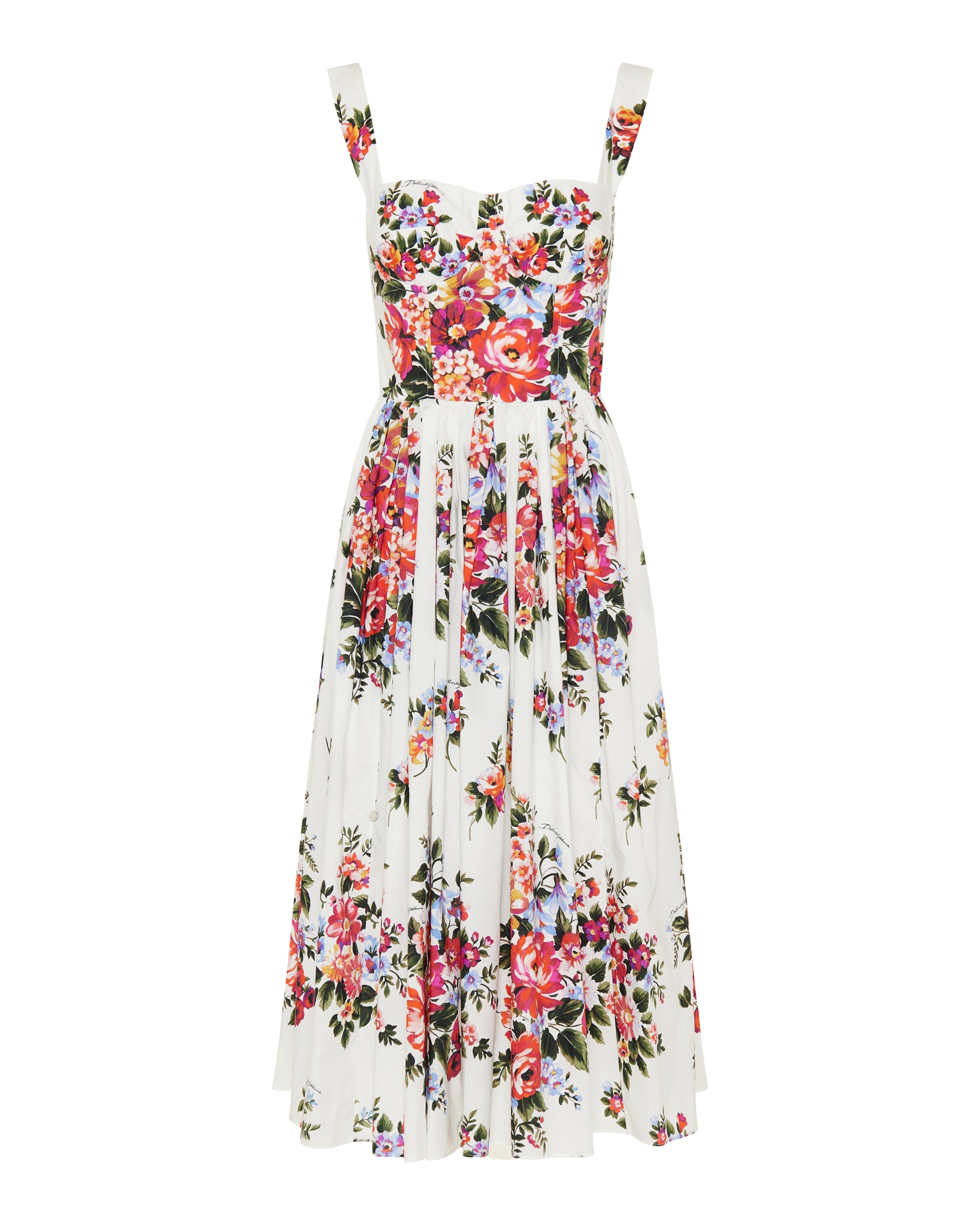 Flower bouquet print cotton dress