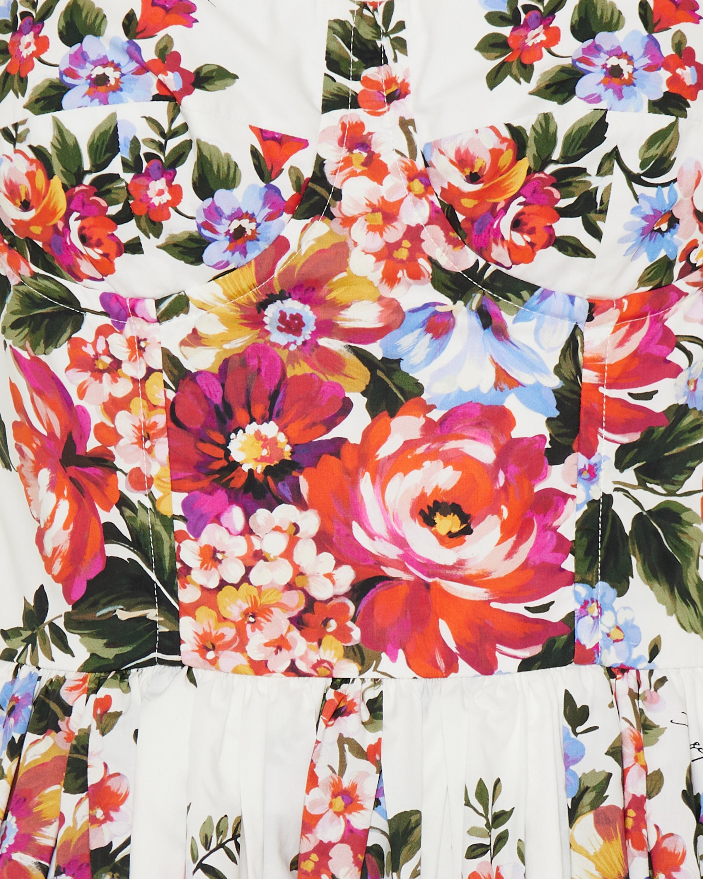 Flower bouquet print cotton dress