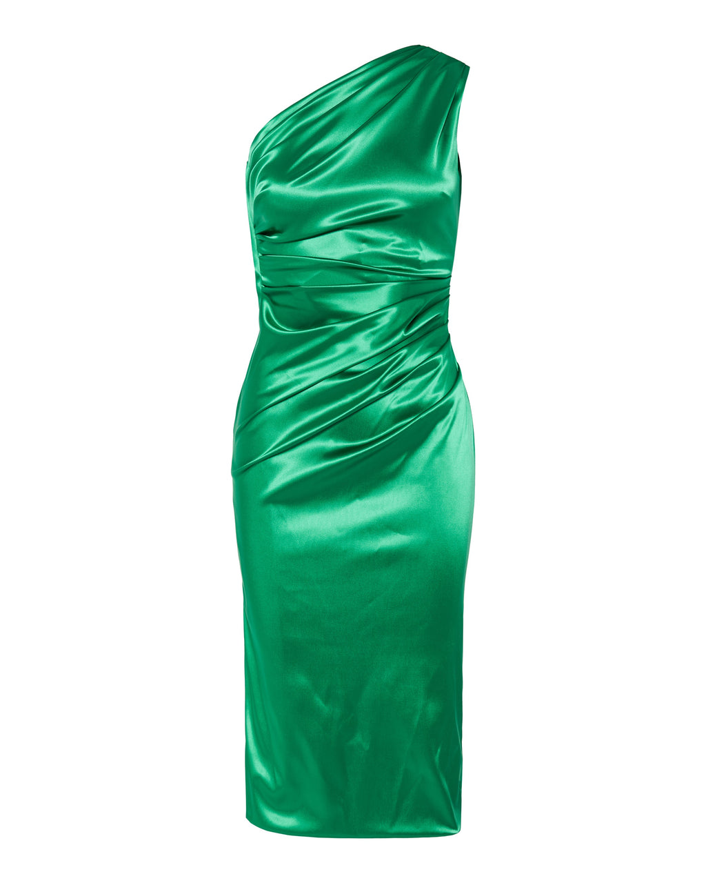 One-shoulder stretch satin dress