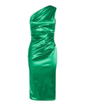 One-shoulder stretch satin dress