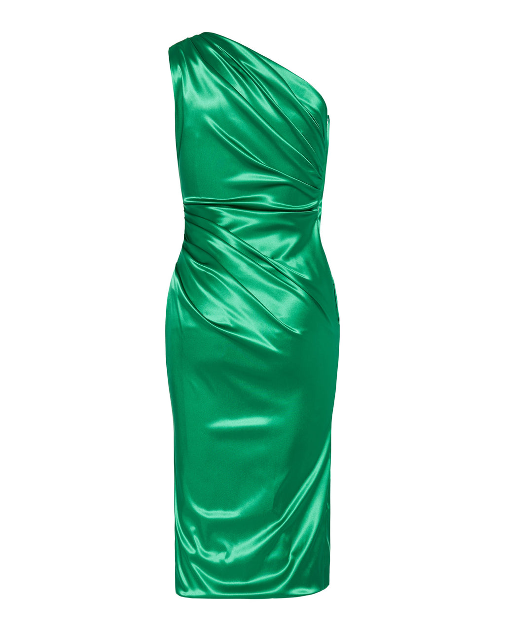 One-shoulder stretch satin dress