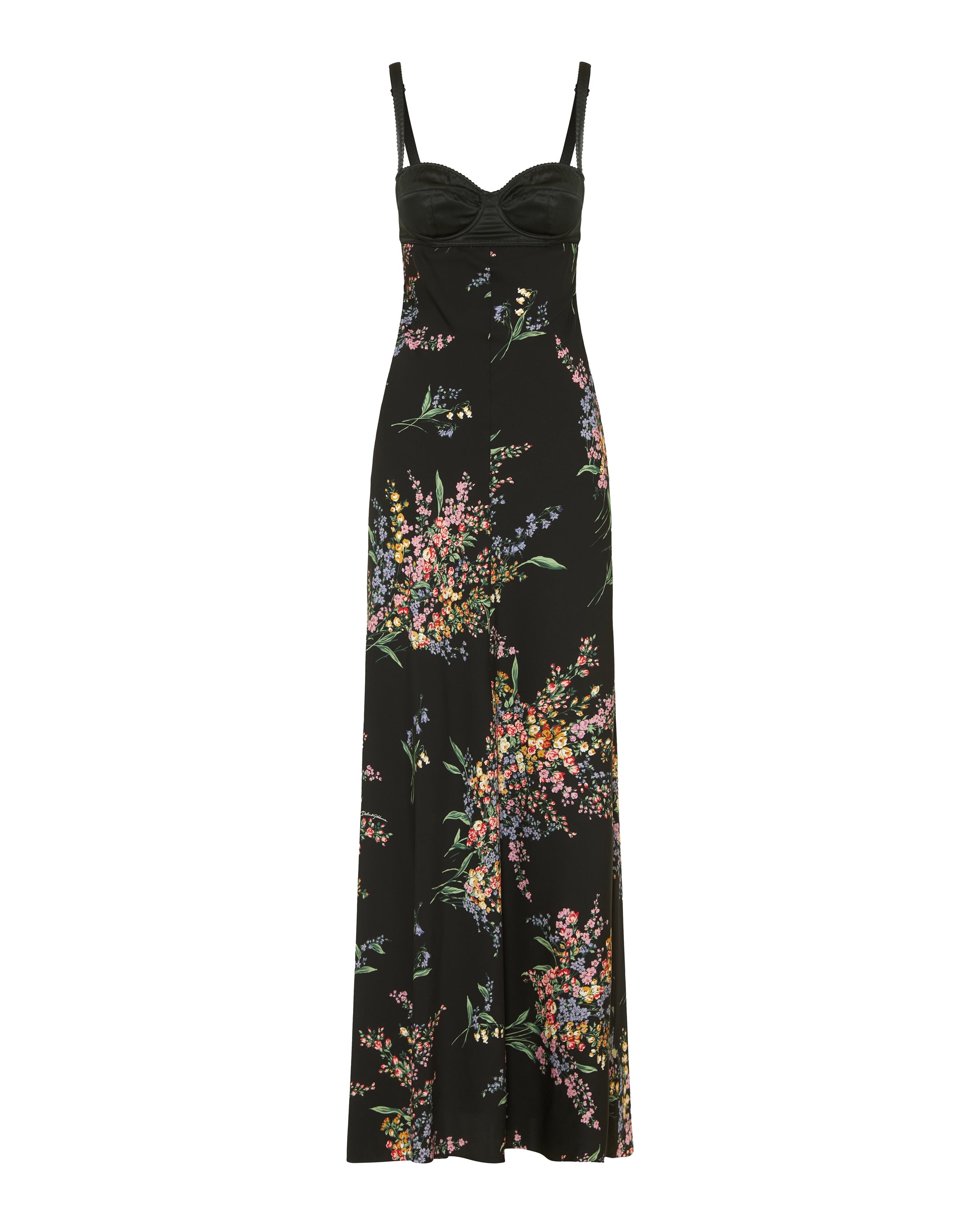Flower bouquets-print long dress