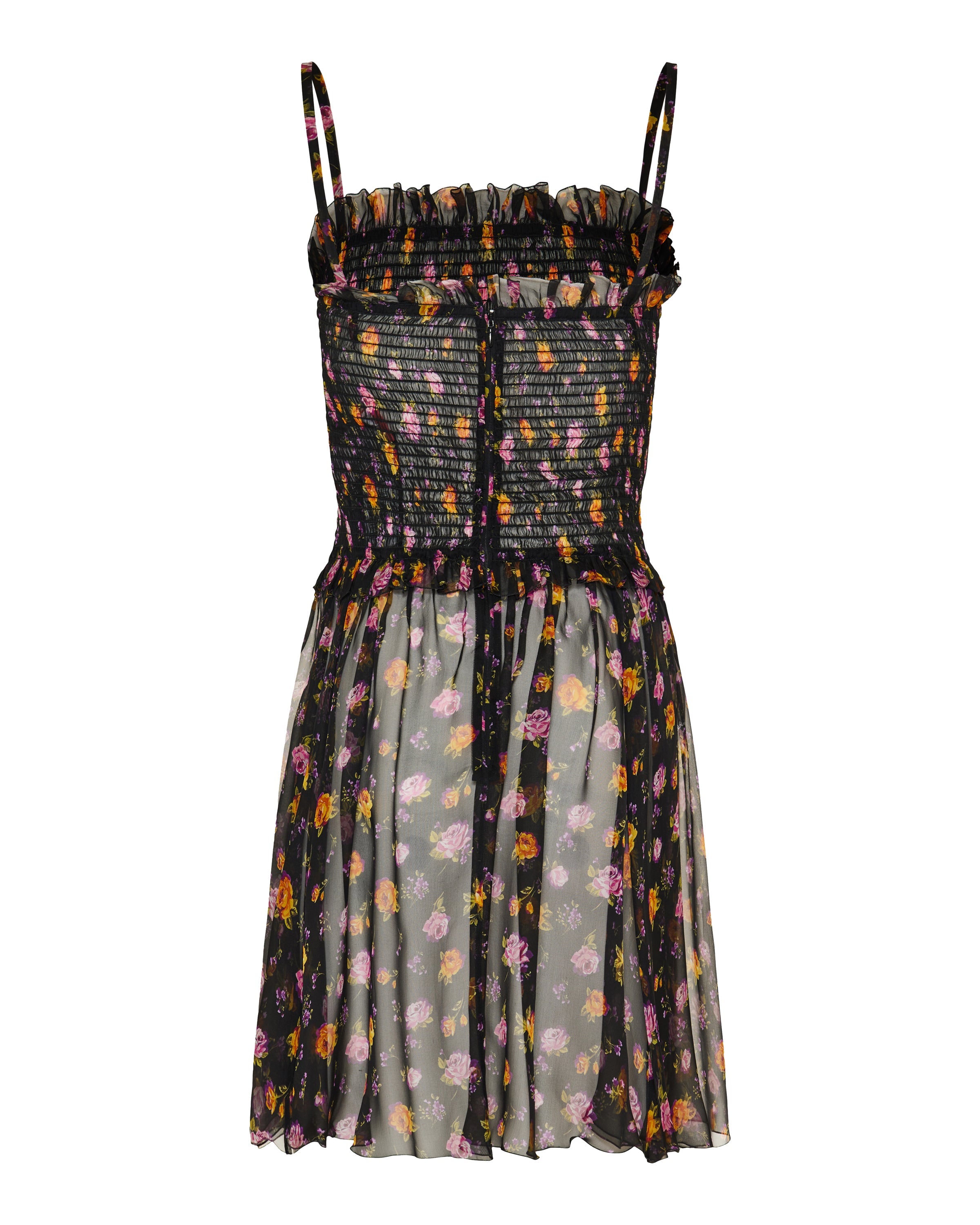 Ruffled floral mini dress