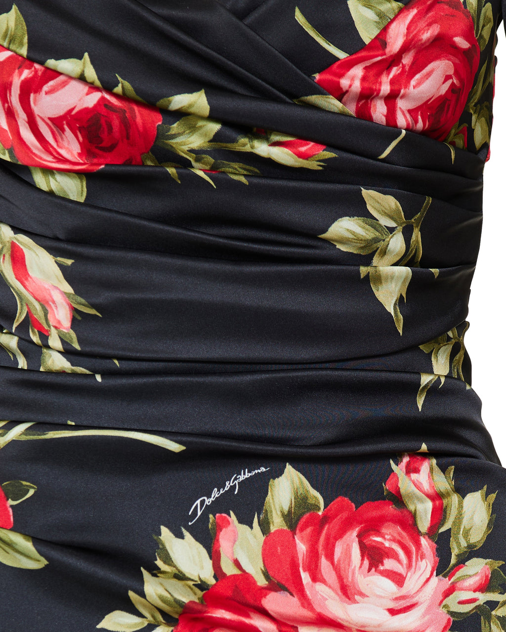 Ruched floral-printed satin midi dress