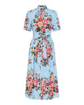 Floral belted cotton-poplin shirt dress
