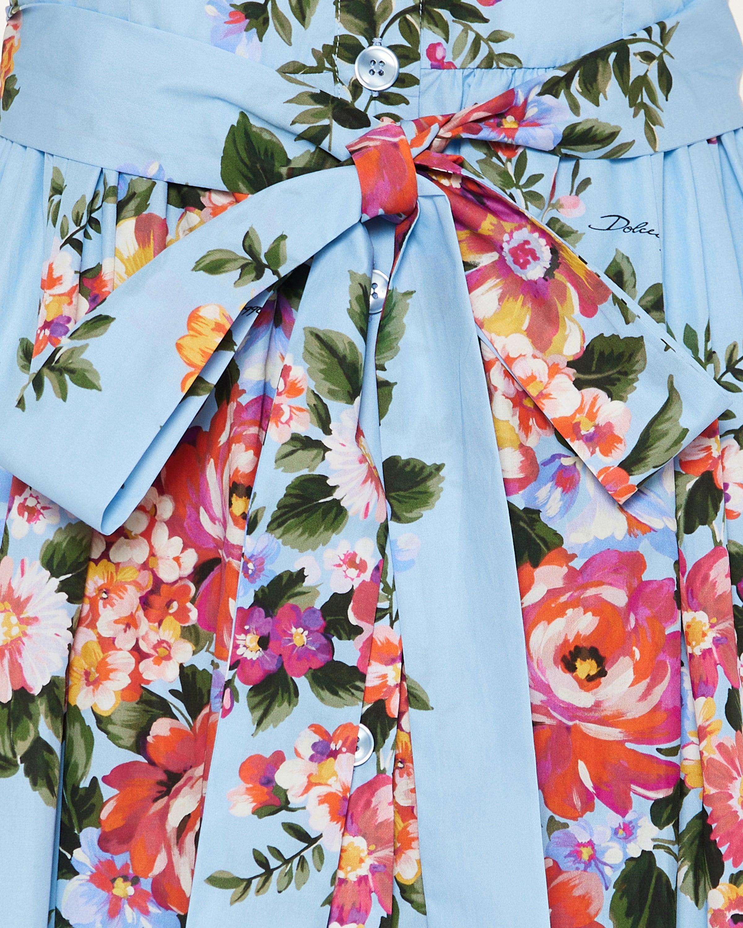 Floral belted cotton-poplin shirt dress