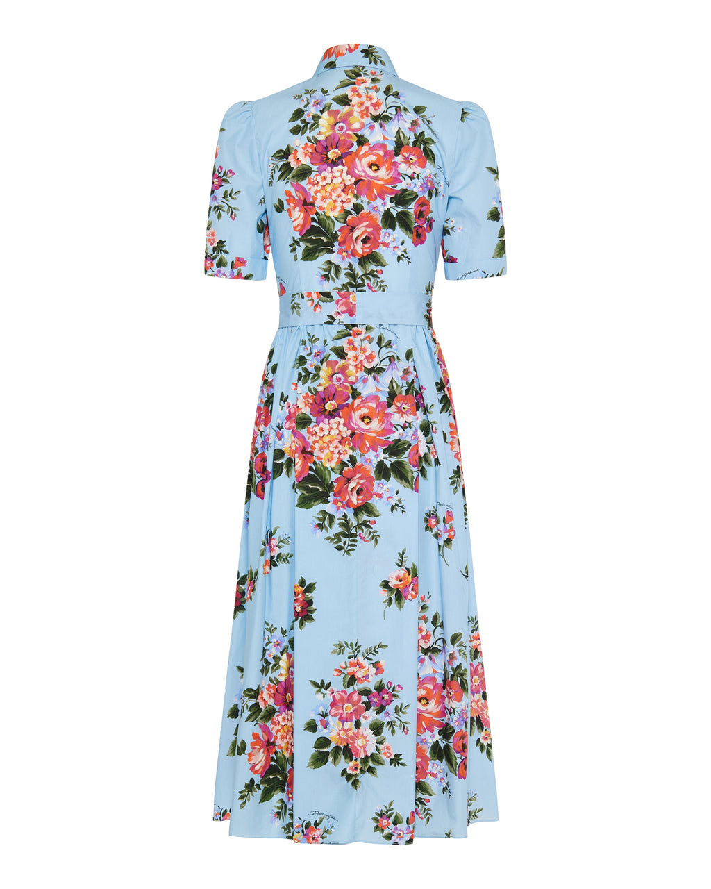 Floral belted cotton-poplin shirt dress