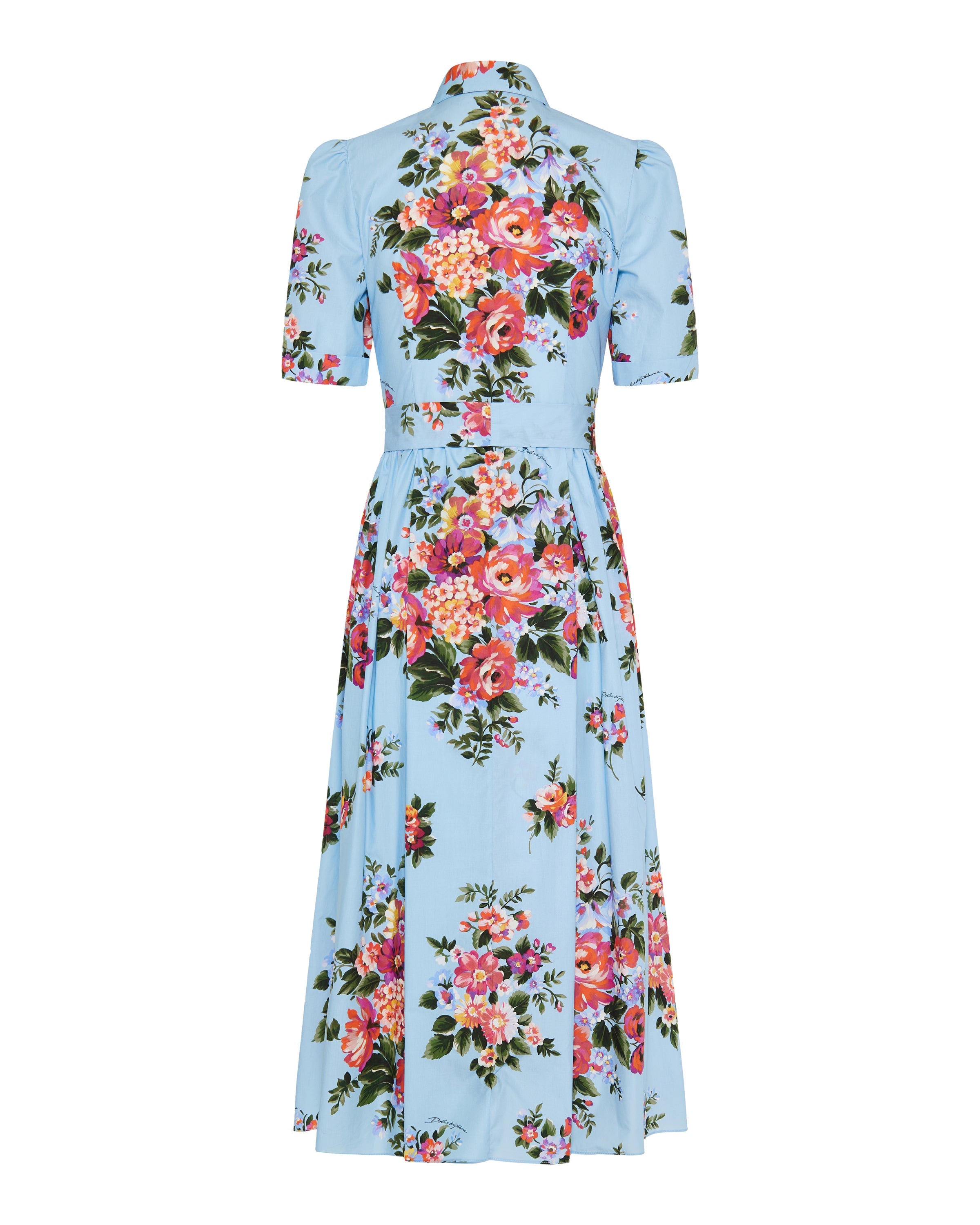 Floral belted cotton-poplin shirt dress
