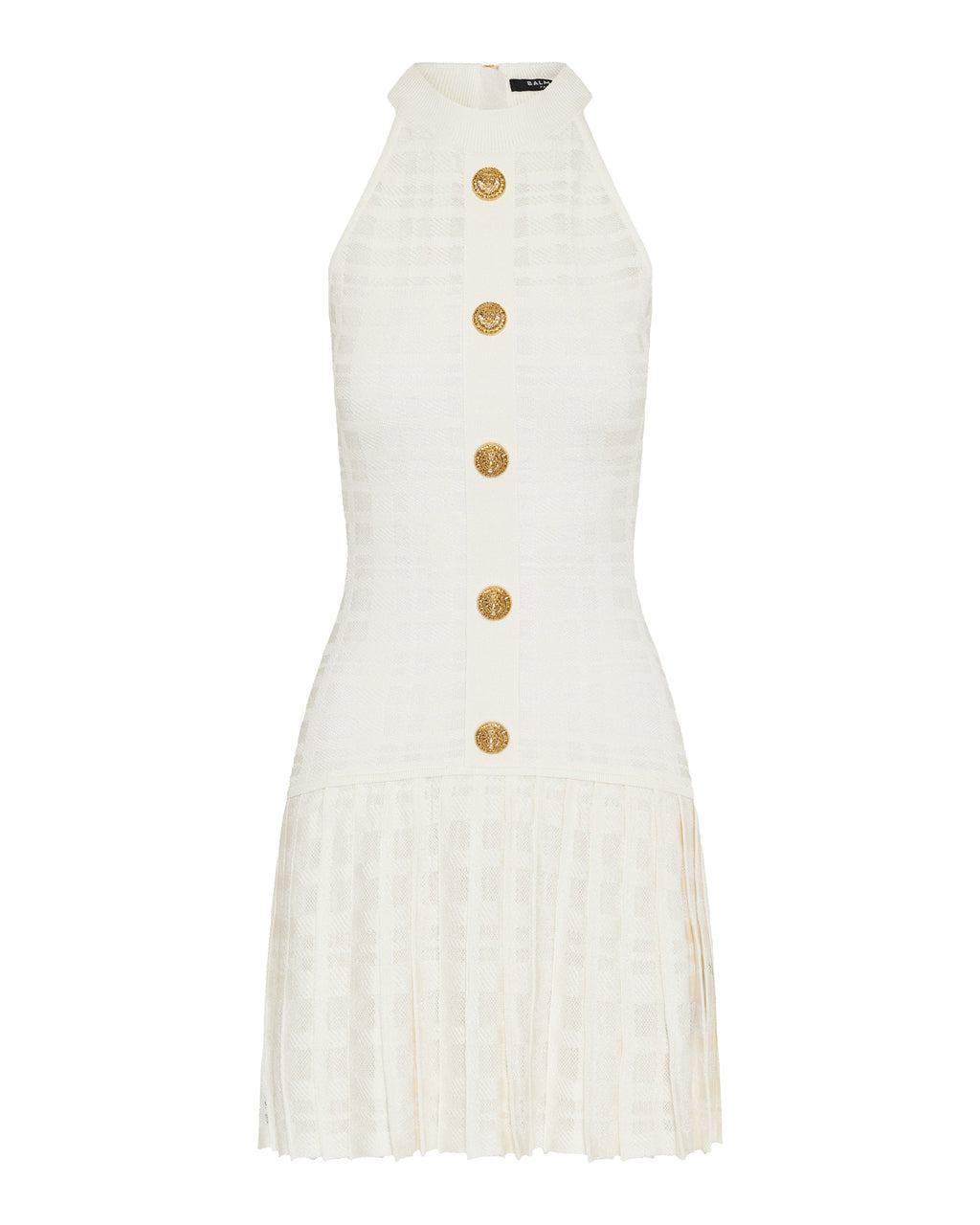 Balmain Tartan knit flared short dress