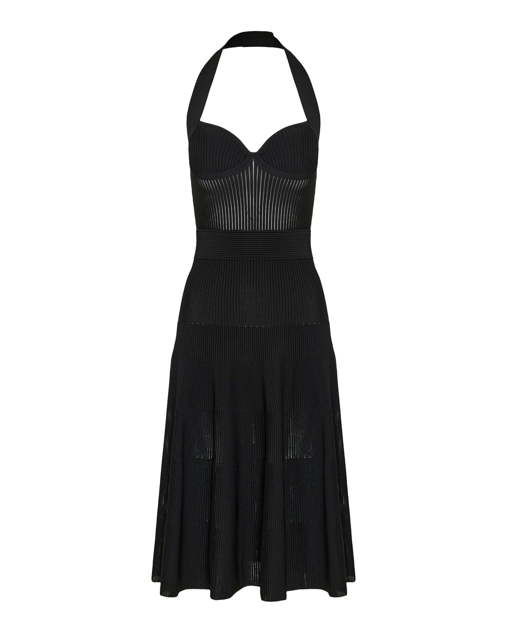 Balmain Halterneck pleated knit midi dress
