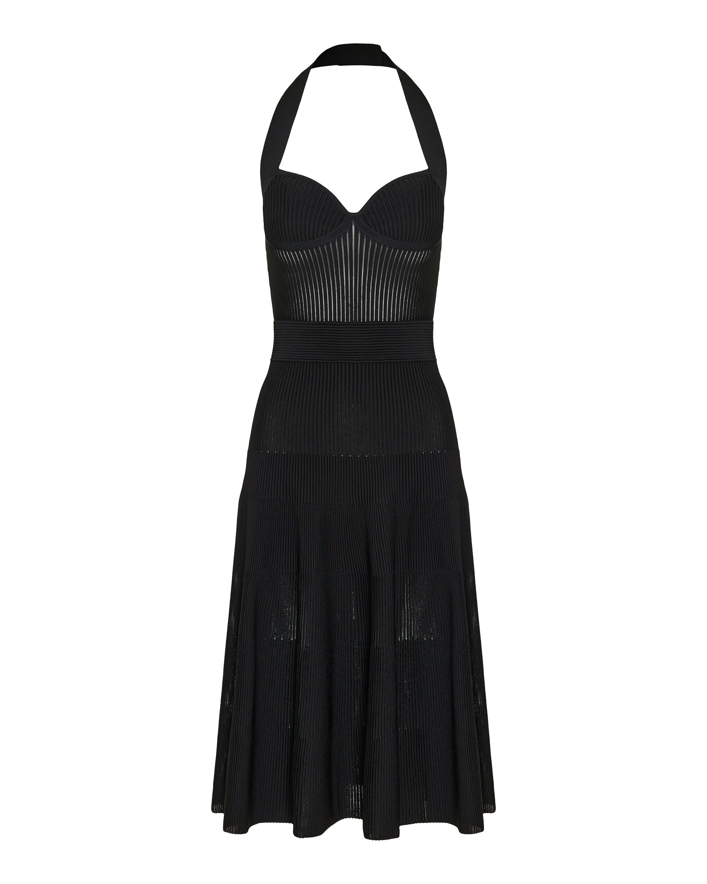 Balmain Halterneck pleated knit midi dress