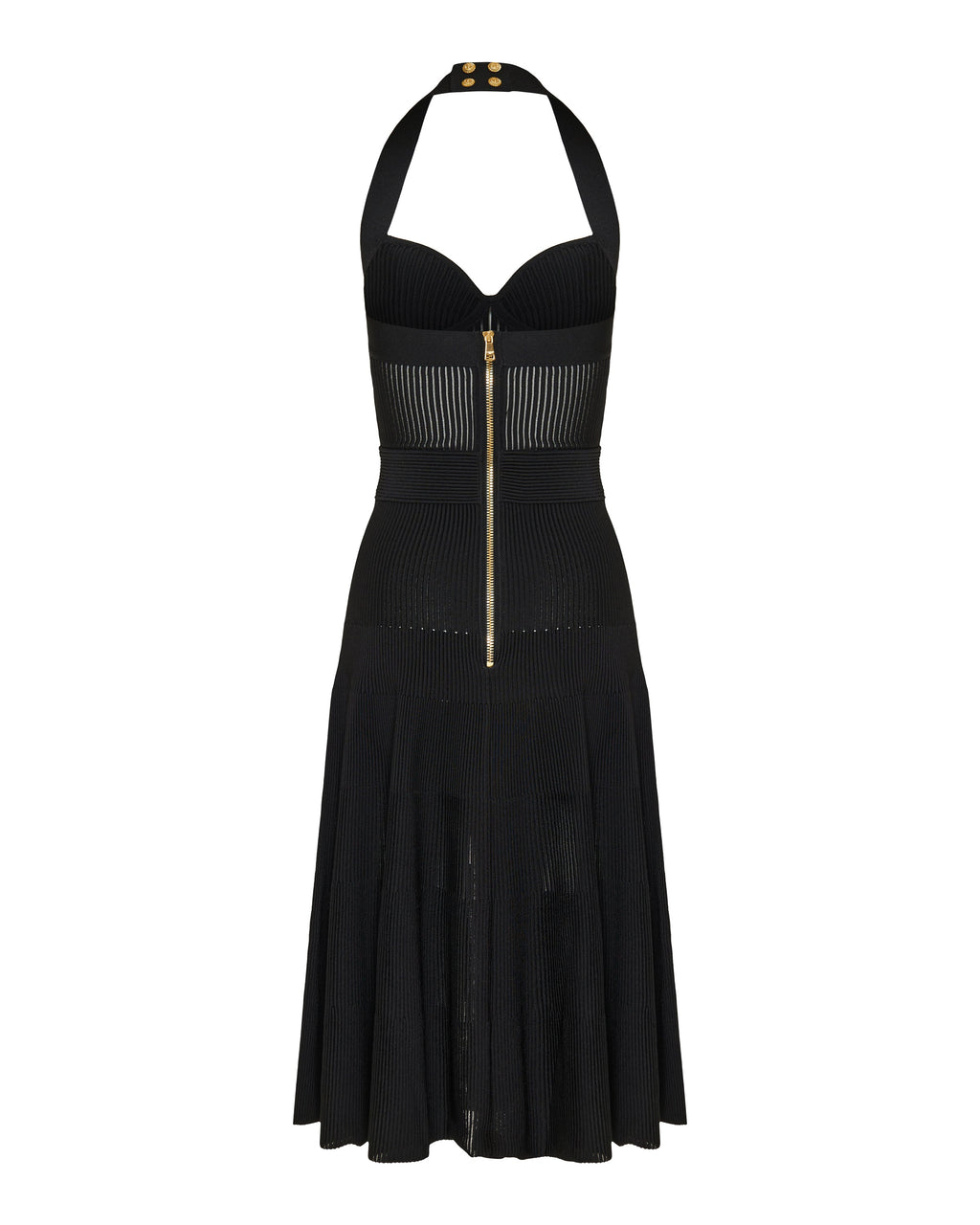 Balmain Halterneck pleated knit midi dress