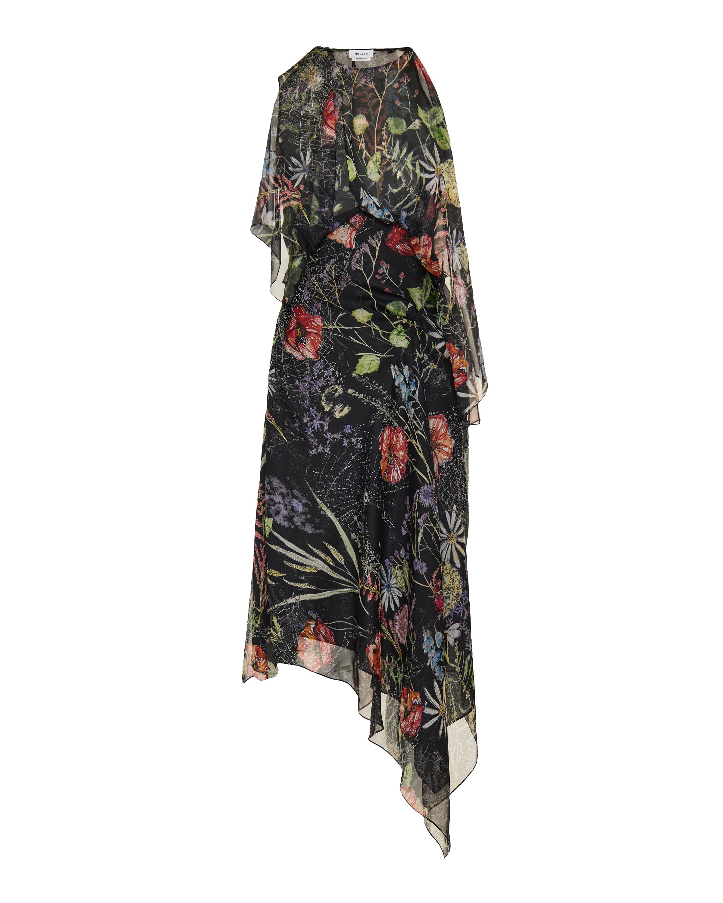 Mcqueen Ruffled floral silk‑chiffon midi dress