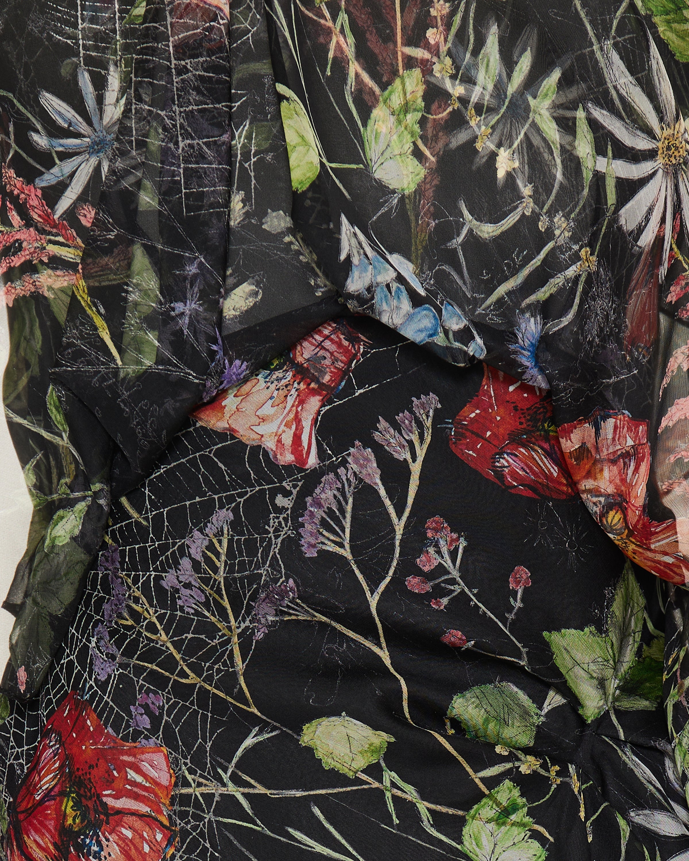 Mcqueen Ruffled floral silk‑chiffon midi dress