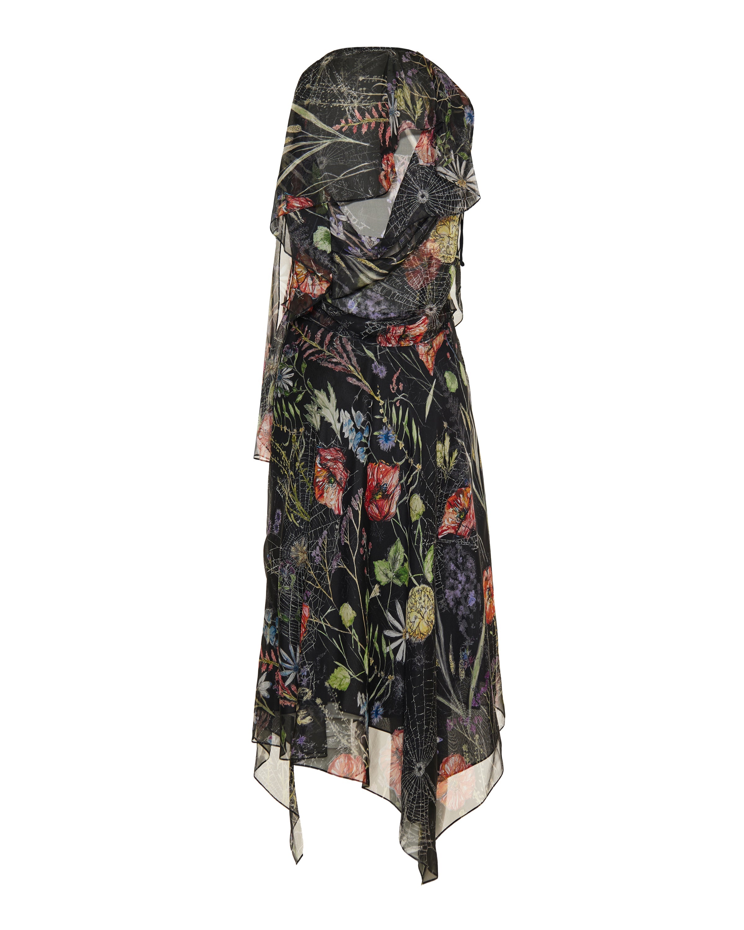 Mcqueen Ruffled floral silk‑chiffon midi dress