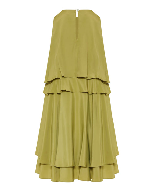 Ami Paris Tiered silk-blend midi dress