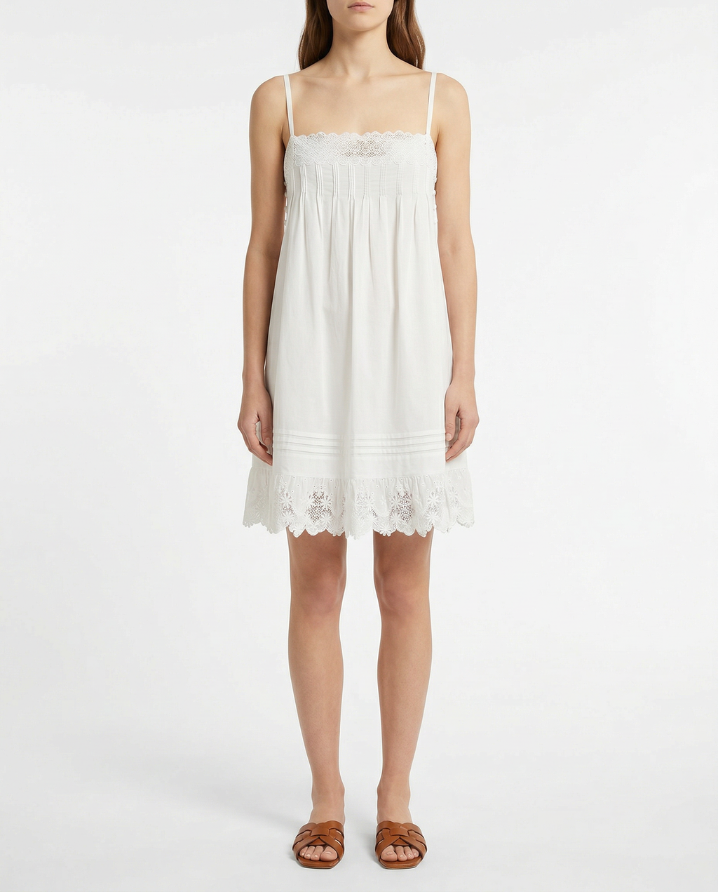 Embroidered cotton poplin mini dress