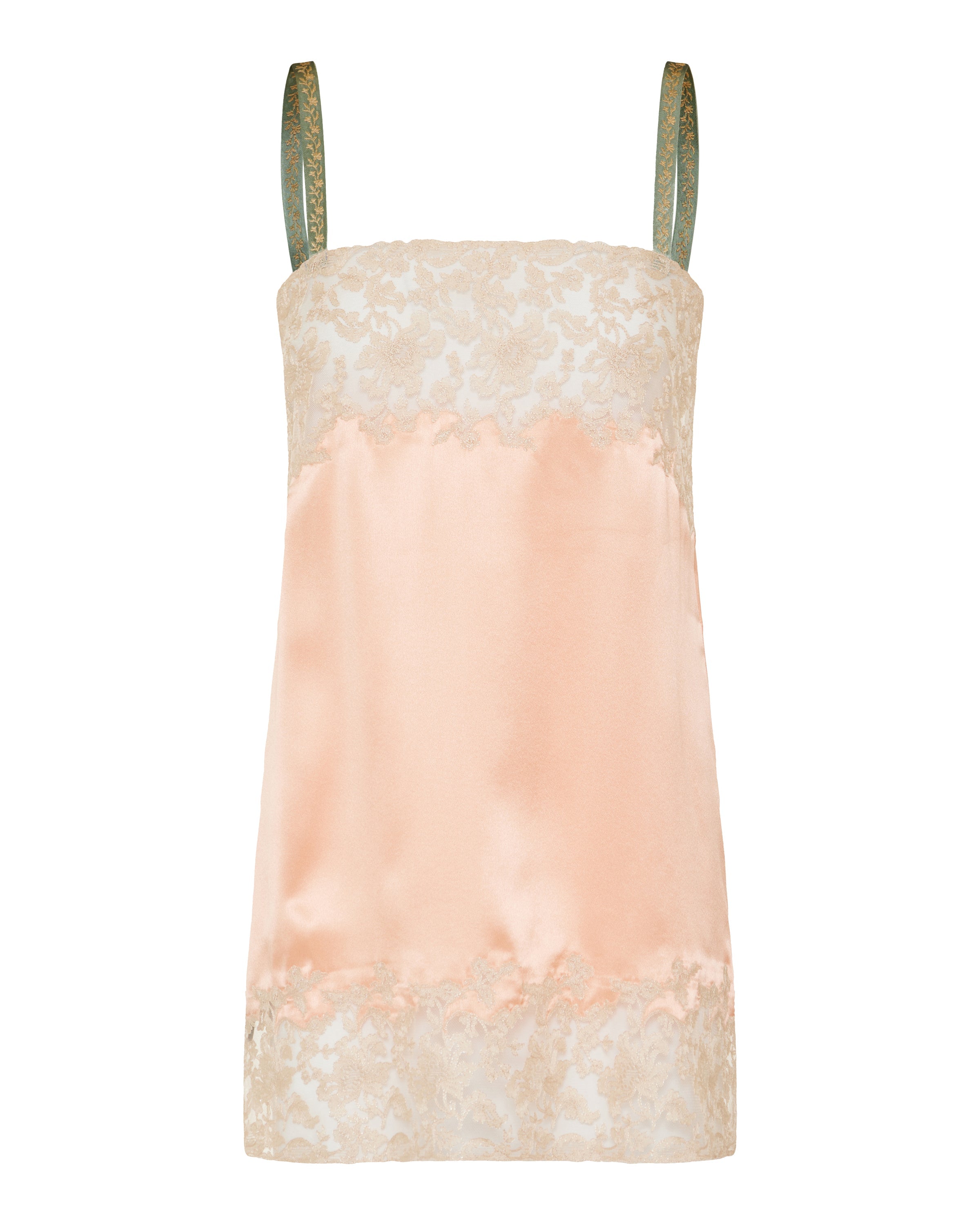 Laced slip dress in silk satin