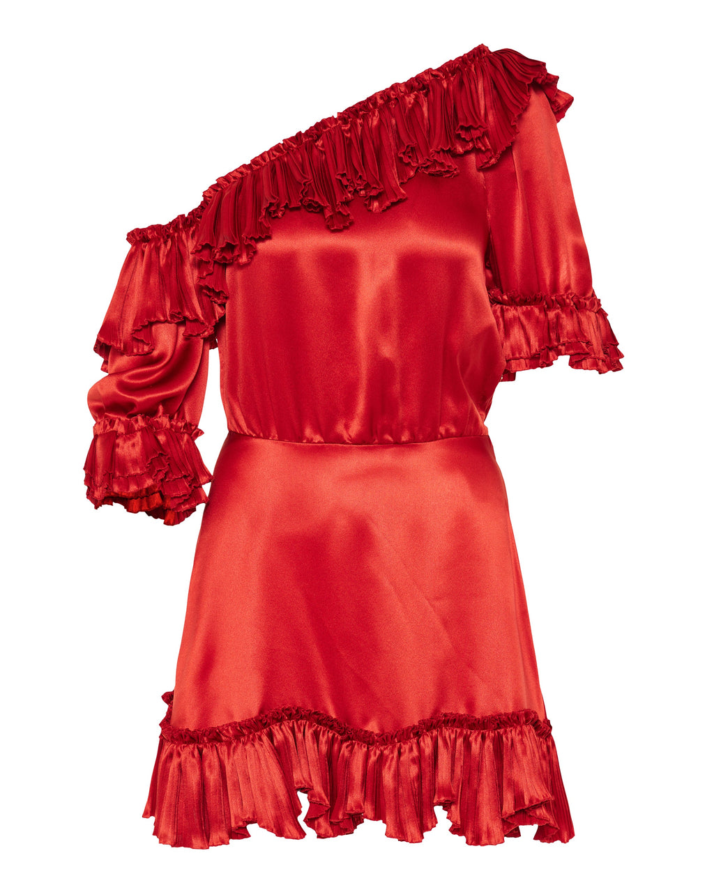 Ruffled silk-satin dress