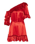 Ruffled silk-satin dress