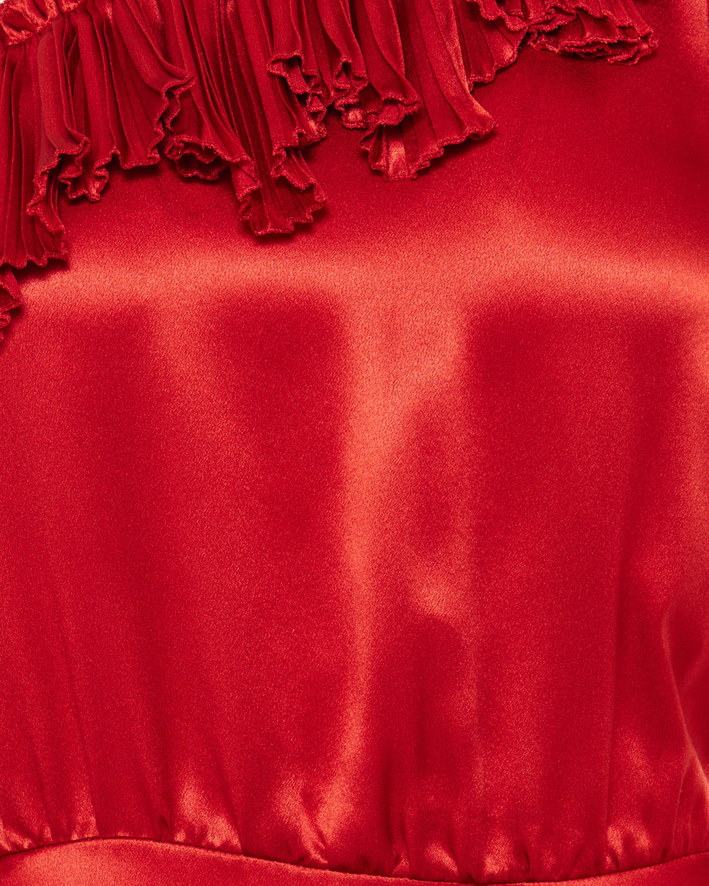 Ruffled silk-satin dress