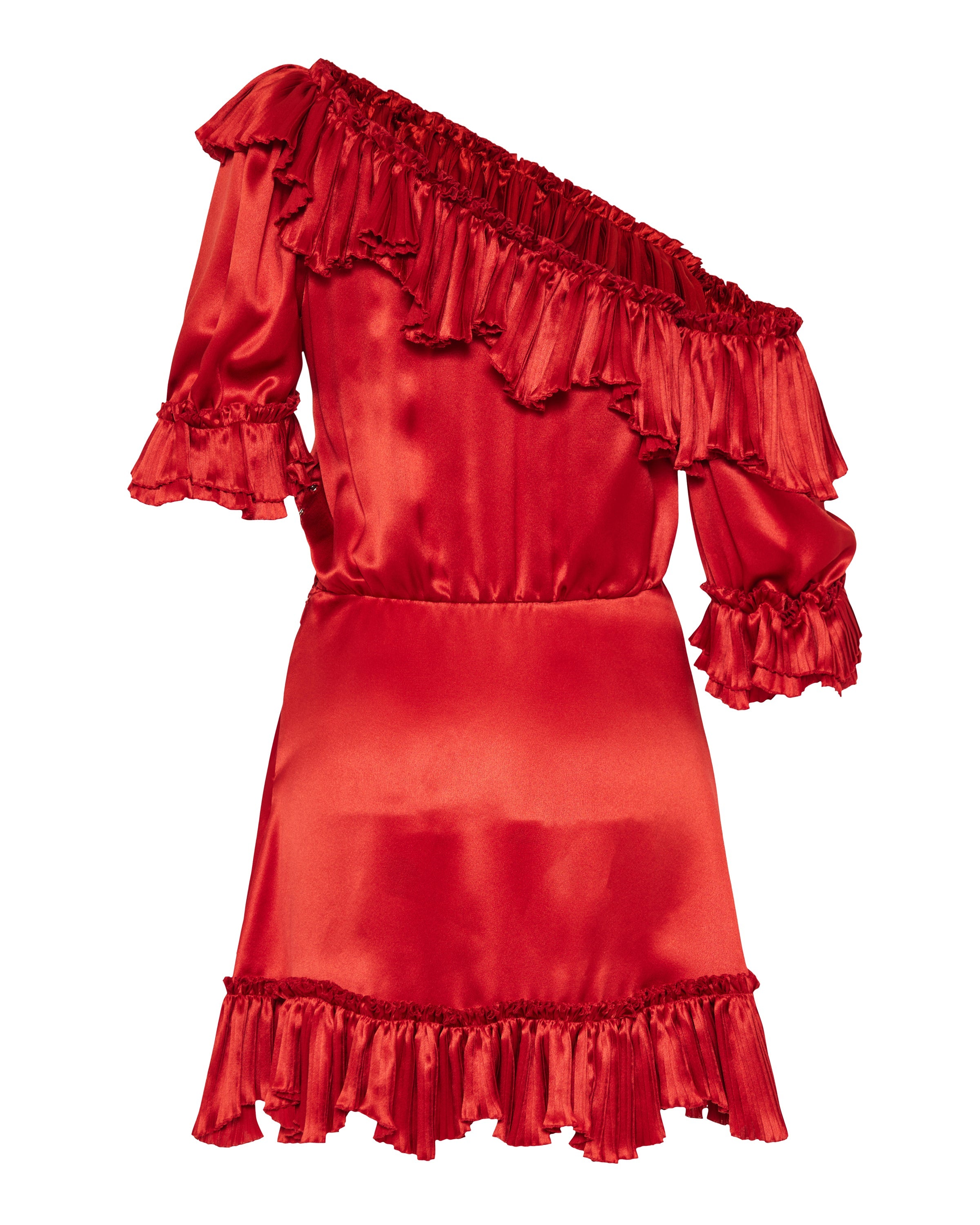 Ruffled silk-satin dress