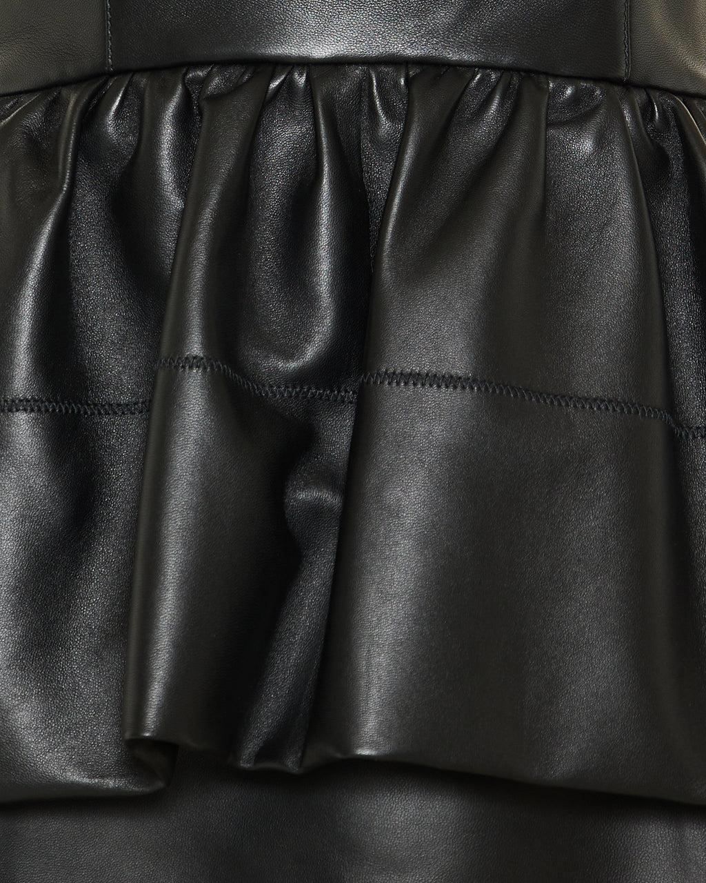Strapless leather peplum midi dress