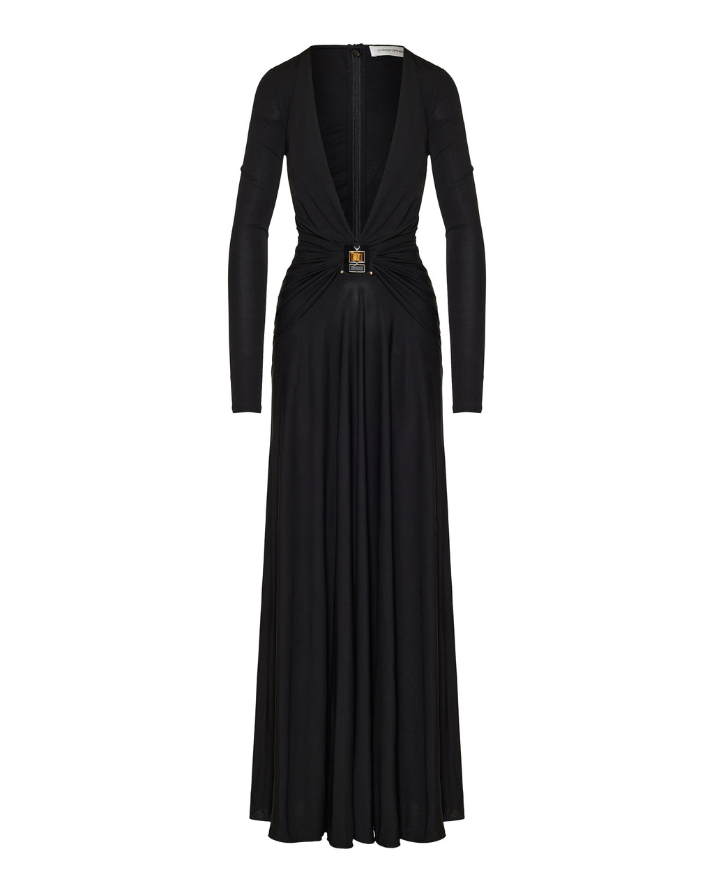 Bezel quartz ruched long sleeve dress