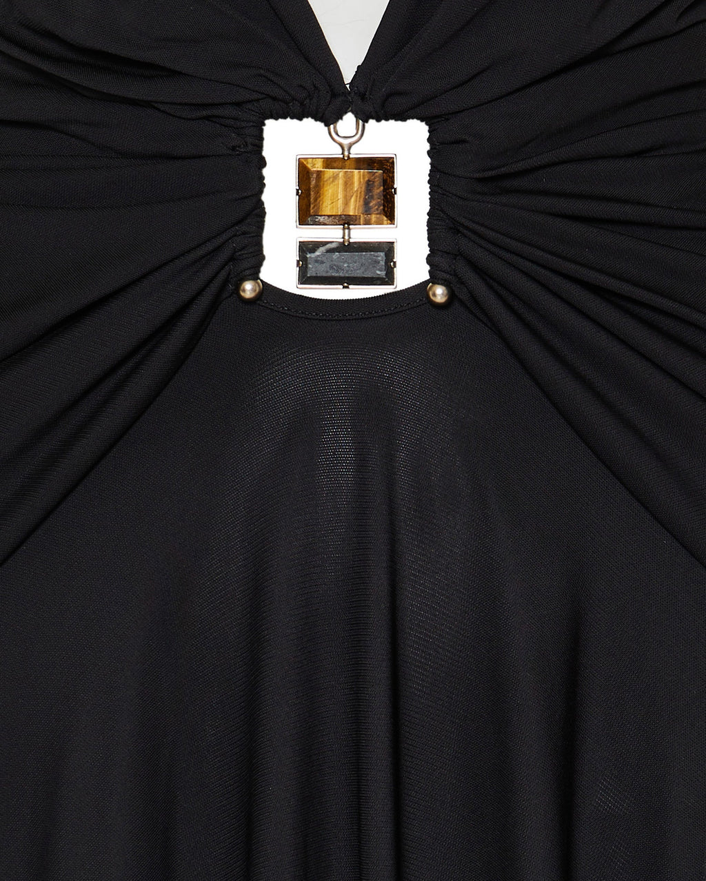 Bezel quartz ruched long sleeve dress