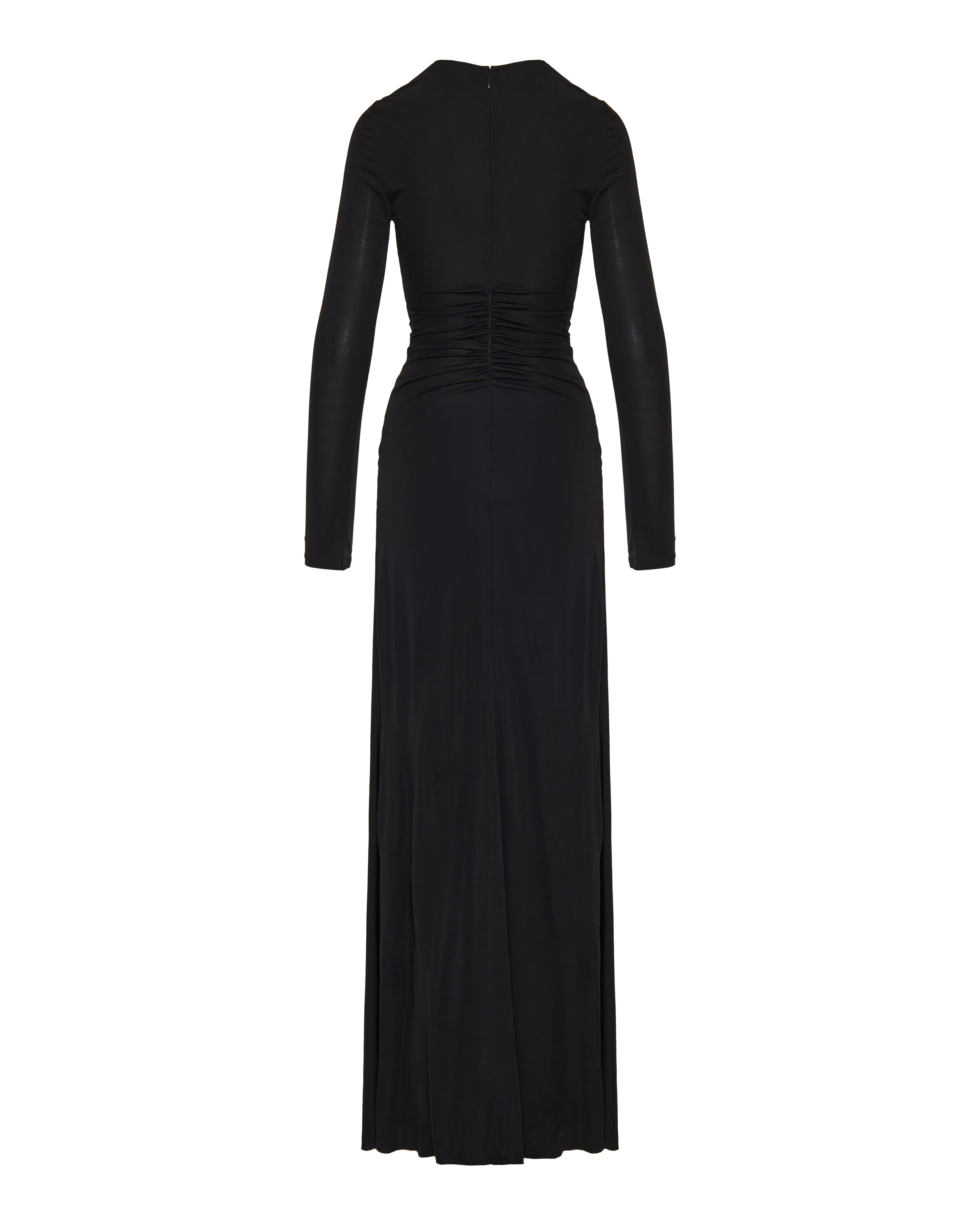 Bezel quartz ruched long sleeve dress