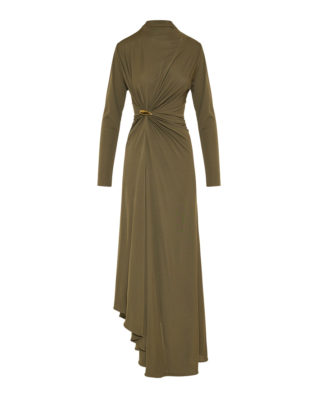 Bottega Veneta Asymmetric embellished gathered jersey maxi dress
