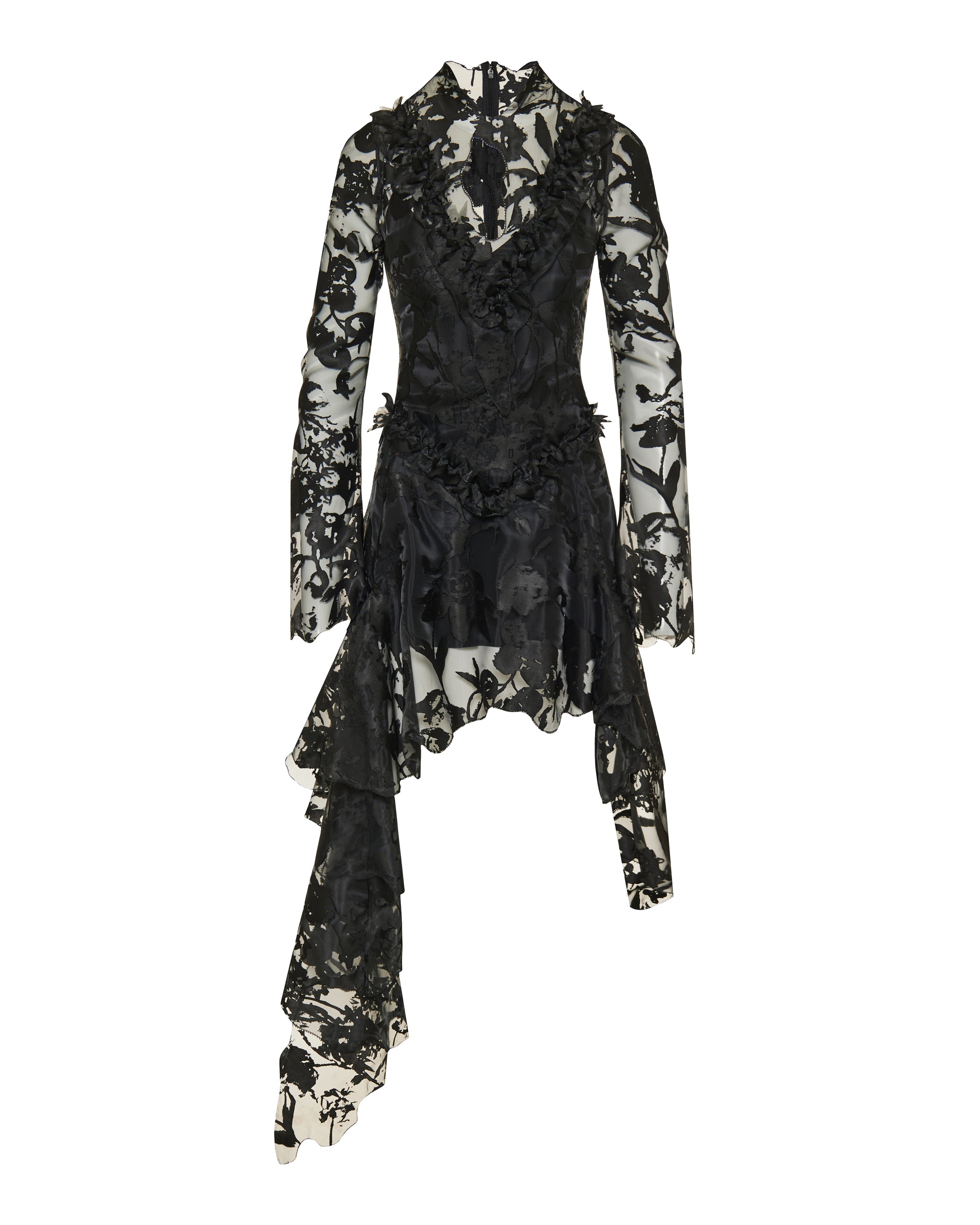 Mcqueen Floral jacquard asymmetric mini dress
