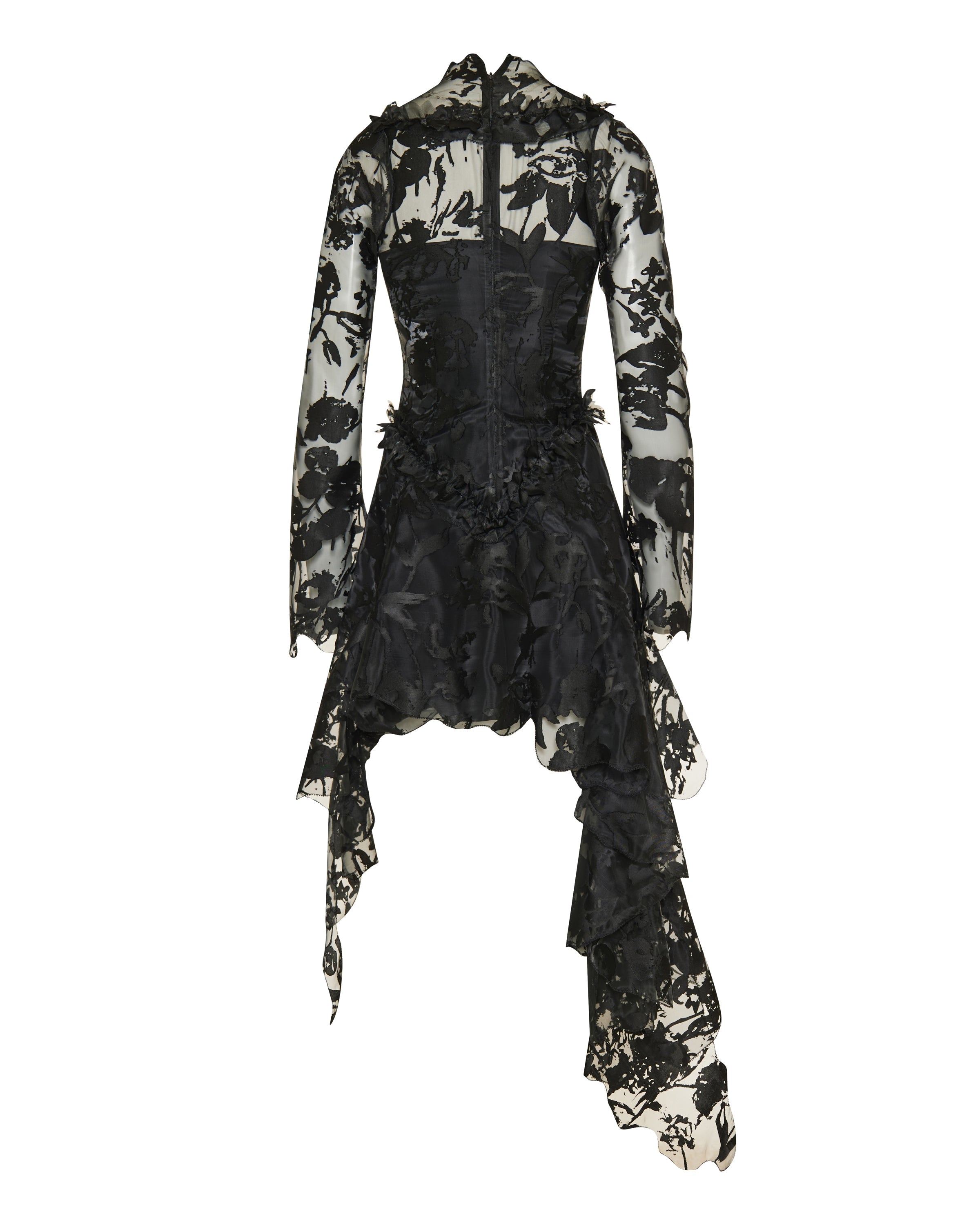 Mcqueen Floral jacquard asymmetric mini dress