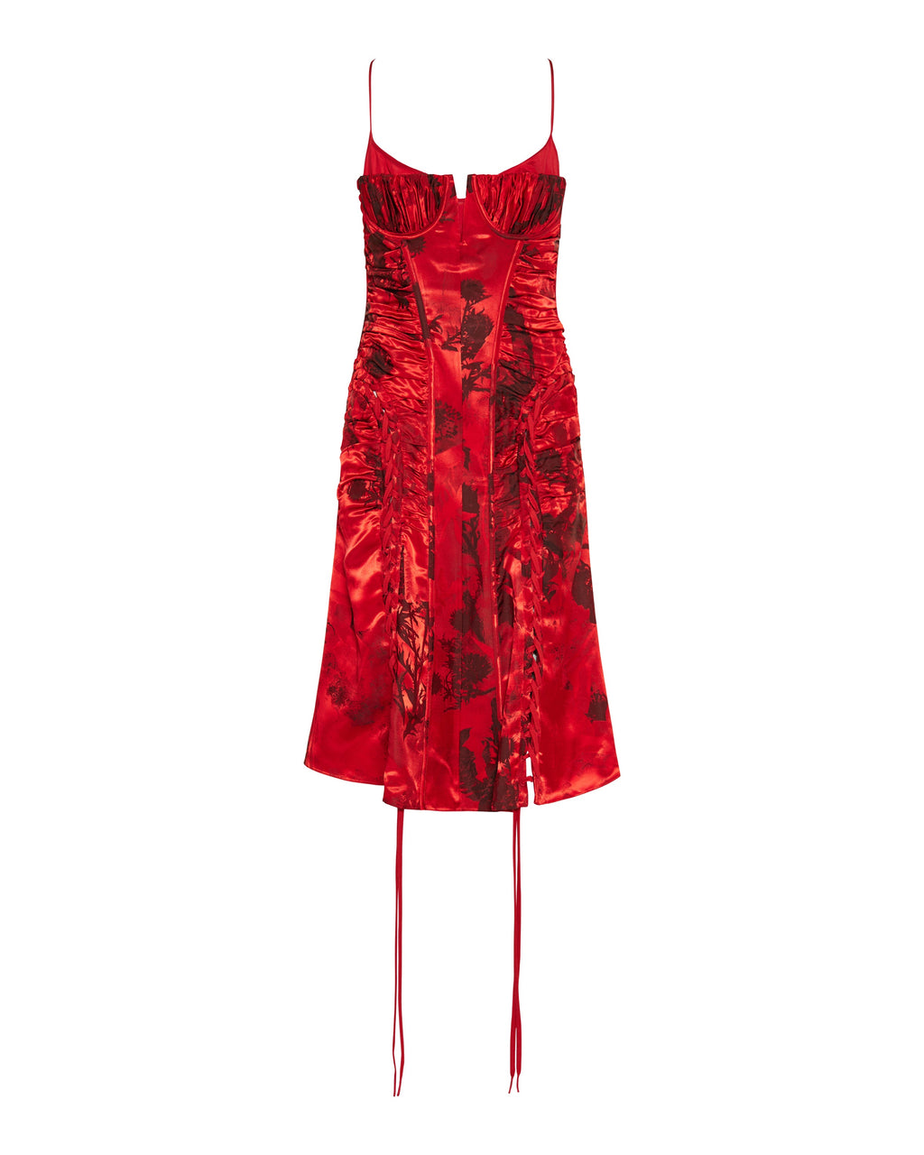 Mcqueen Lace-up ruched midi dress