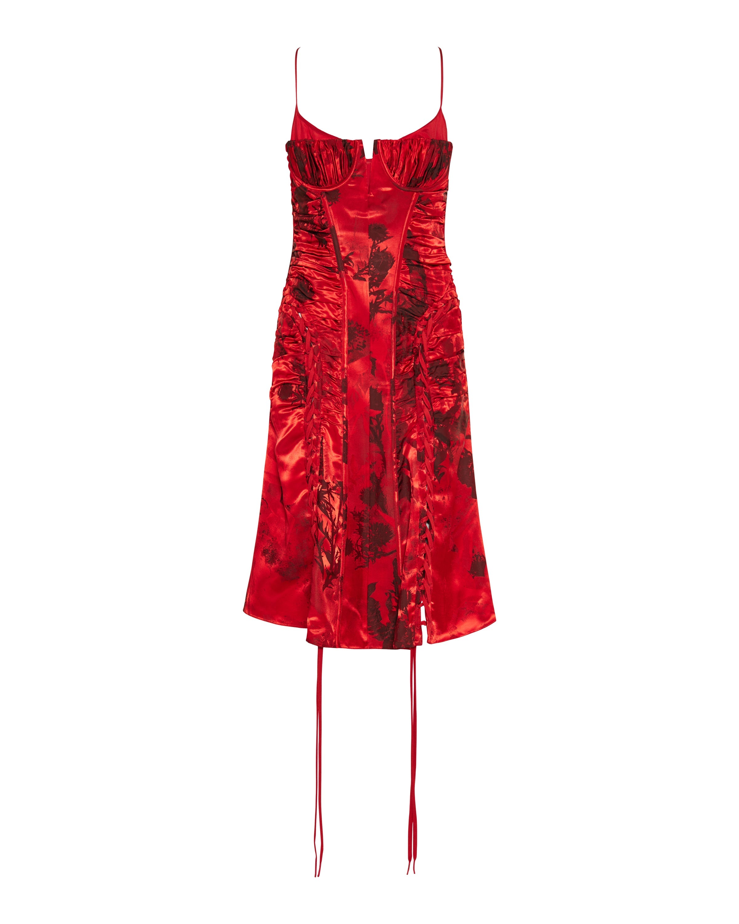 Mcqueen Lace-up ruched midi dress