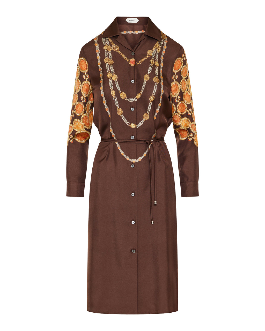 Printed silk-twill mini shirt dress