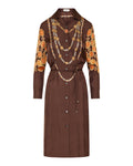 Printed silk-twill mini shirt dress