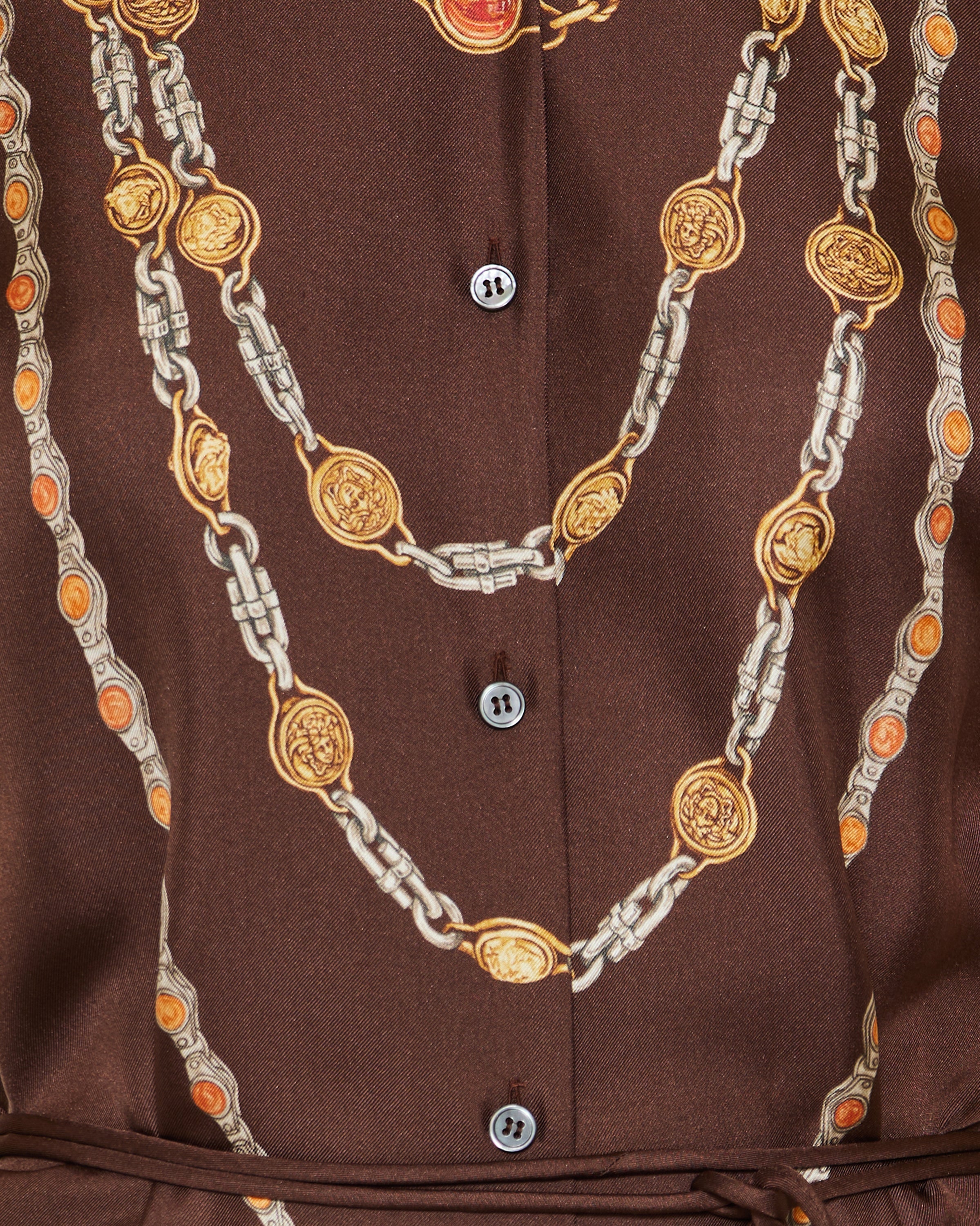 Printed silk-twill mini shirt dress