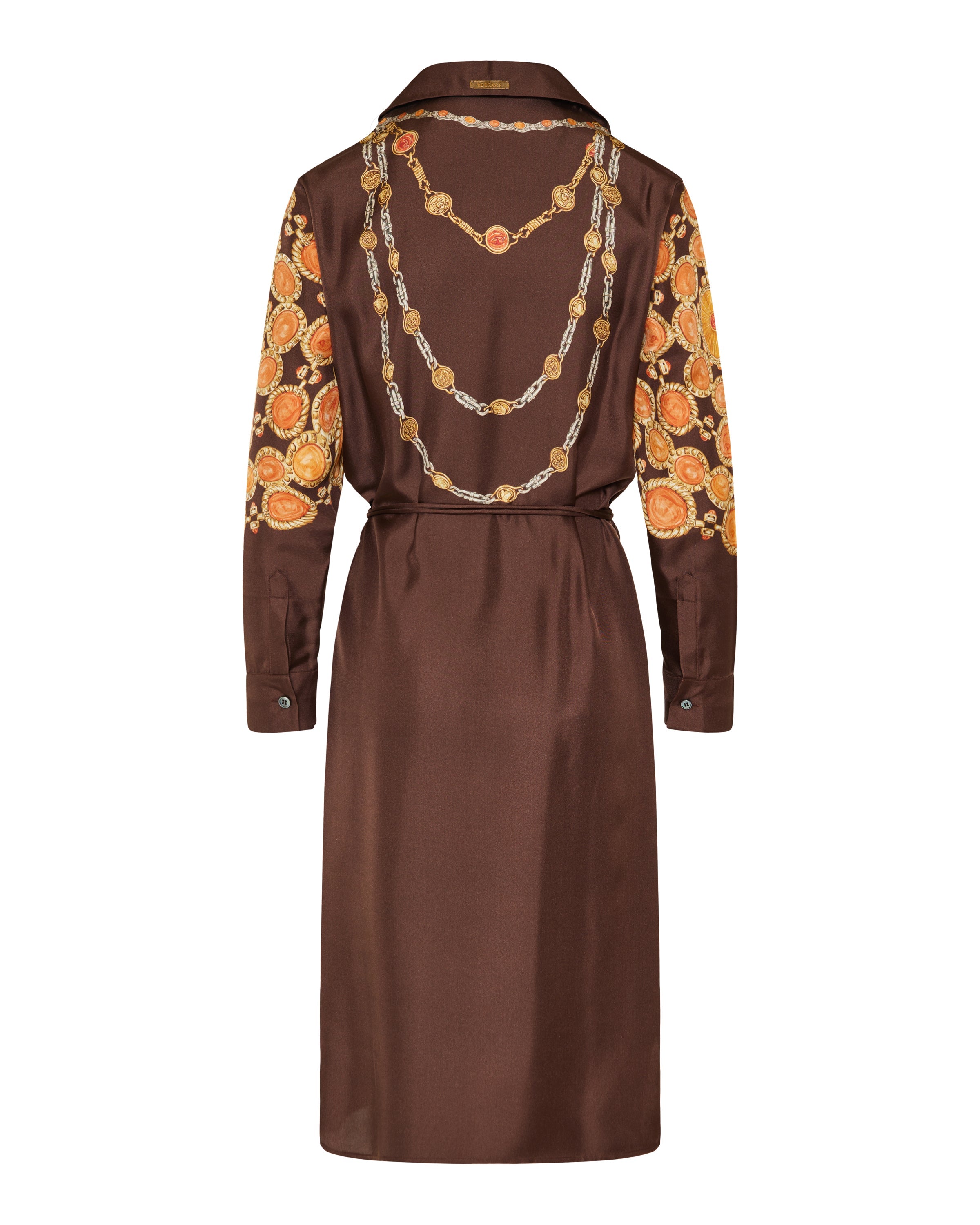 Printed silk-twill mini shirt dress