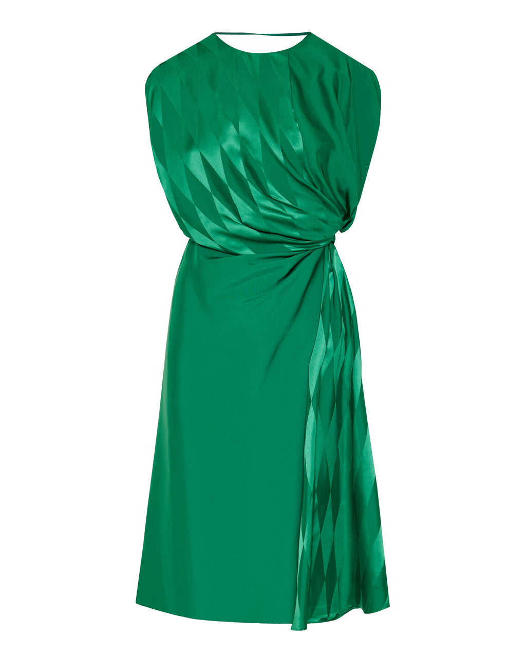 Jacquard silk draped midi dress