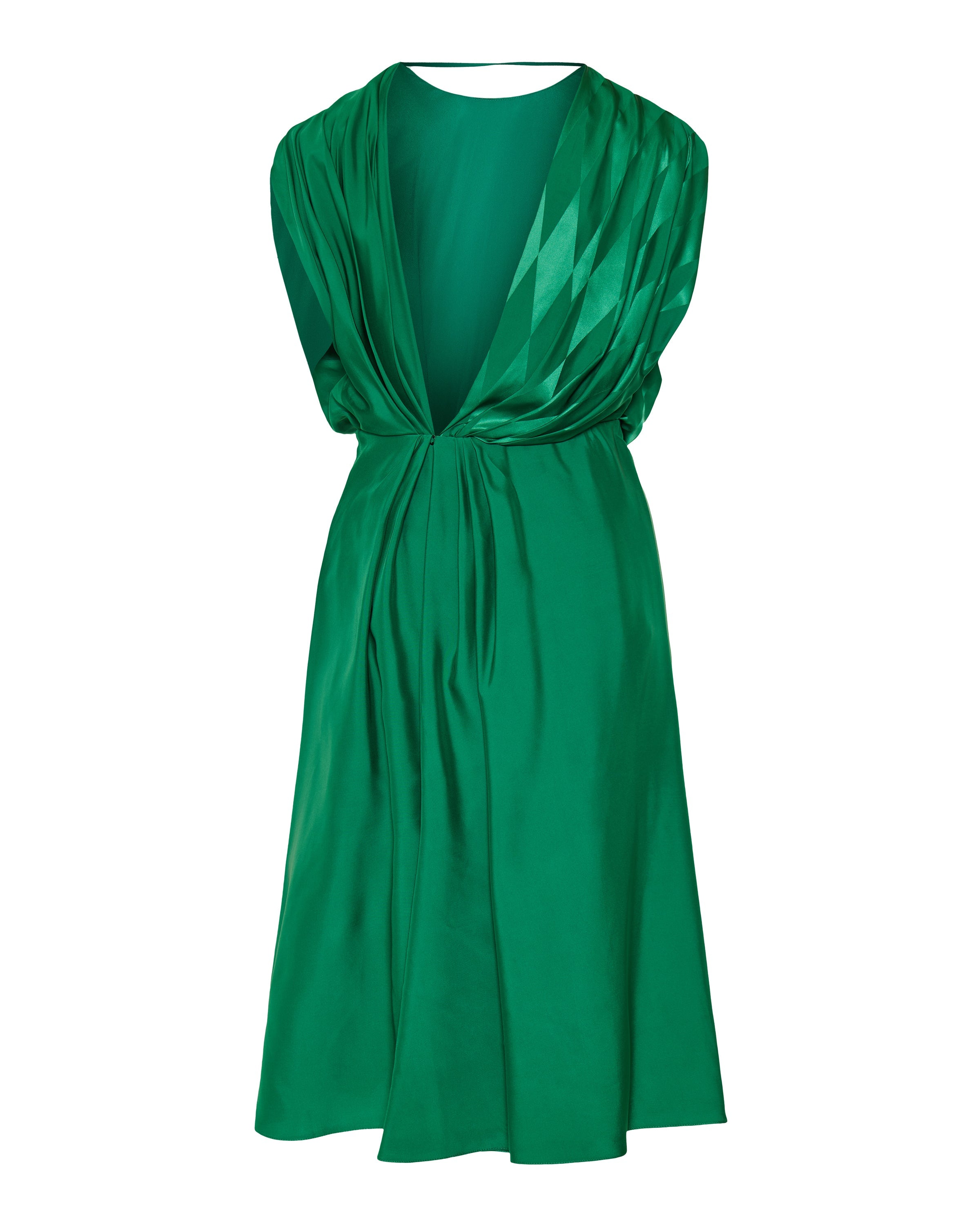 Jacquard silk draped midi dress
